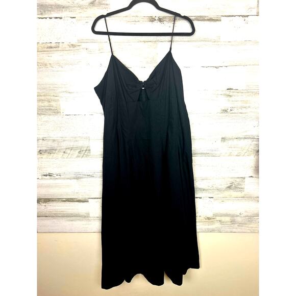Banana Republic Women’s Plus 18 Black Spaghetti Strap Cutout Maxi Dress New - Picture 1 of 8